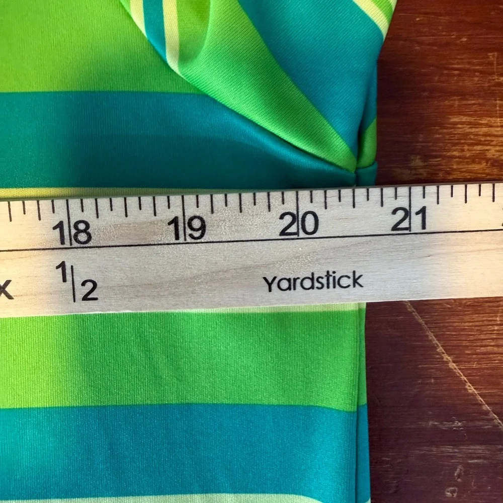 Slazenger Polo Shirt Mens M Green Teal Striped 101014 Short Sleeve Golf Sporty
